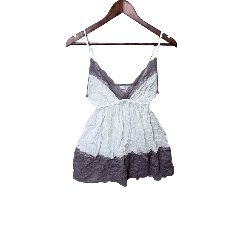 White & Purple Lace Babydoll Cami Top Medium Y2K Fairy Grunge Romantic Resort